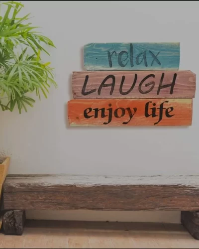 Tahta Dekor Duvar Panosu-Relax, Laugh, Enjoy Life